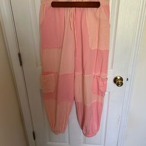 POL Pink Patchwork Jogger Pants